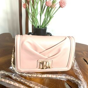 Badgley Mischka Crossbody Pleated Vegan Leather Handbag